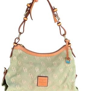NWOT: Dooney and Bourke leather and canvas hobo bag